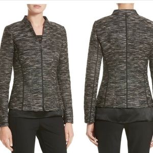Lafayette 148 Black and White Marled Zipper Blazer Size 10